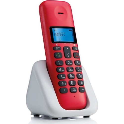 CORDLESS PHONES  T301 CHERRY/GREY SINGLE ΜΕ ΑΝΟΙΧΤΗ ΑΚΡΟΑΣΗ